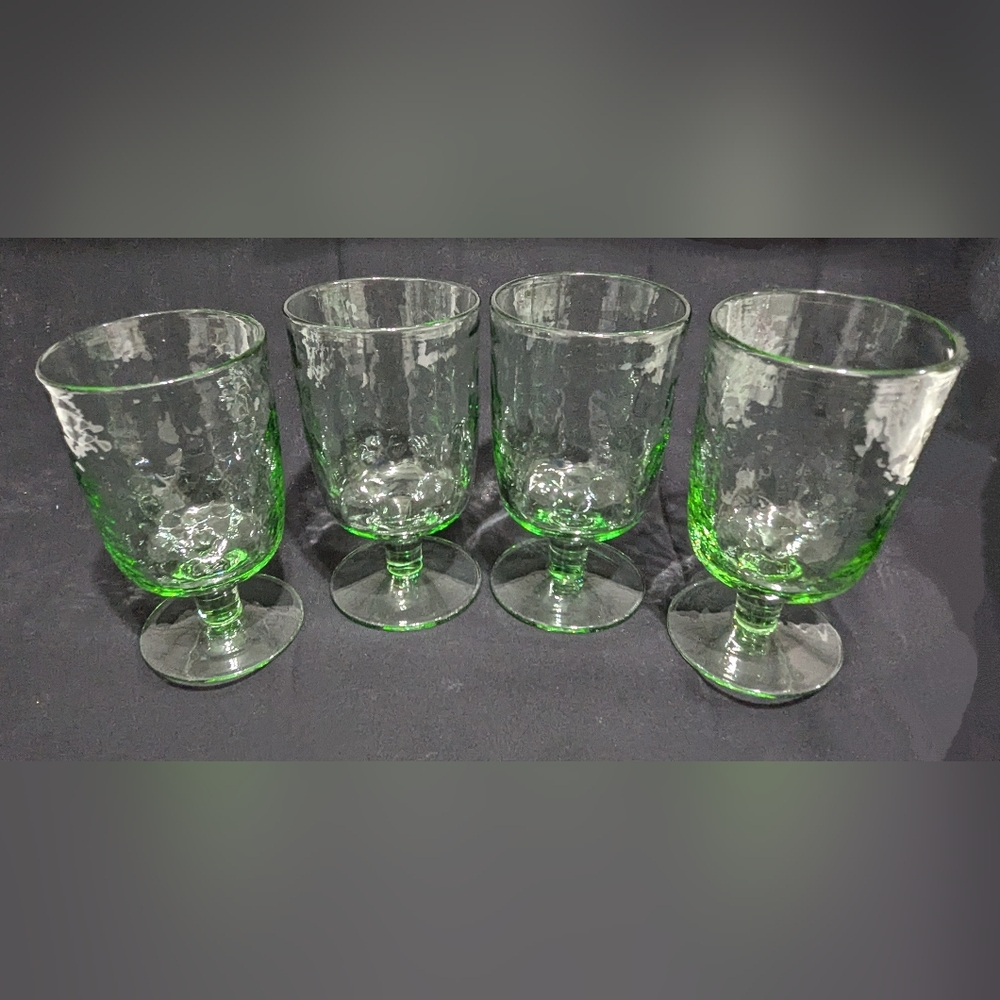 Vintage Green Glass Goblets